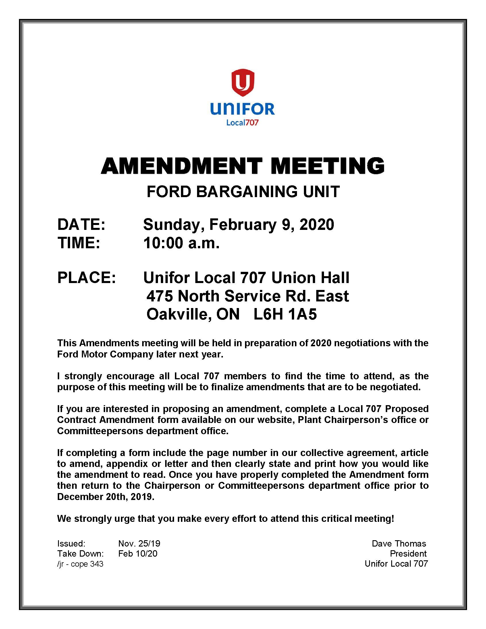 Amendment Meeting Notice 2020 Feb